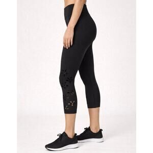 BSP Laser Cut Cropped Leggings Black XL NWT High Rise Athleisure